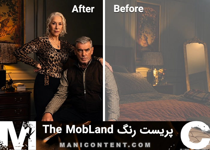 رنگ سینمایی گرم Helen Mirren Pierce Brosnan MobLand Warm Cinematic Preset Lightroom
